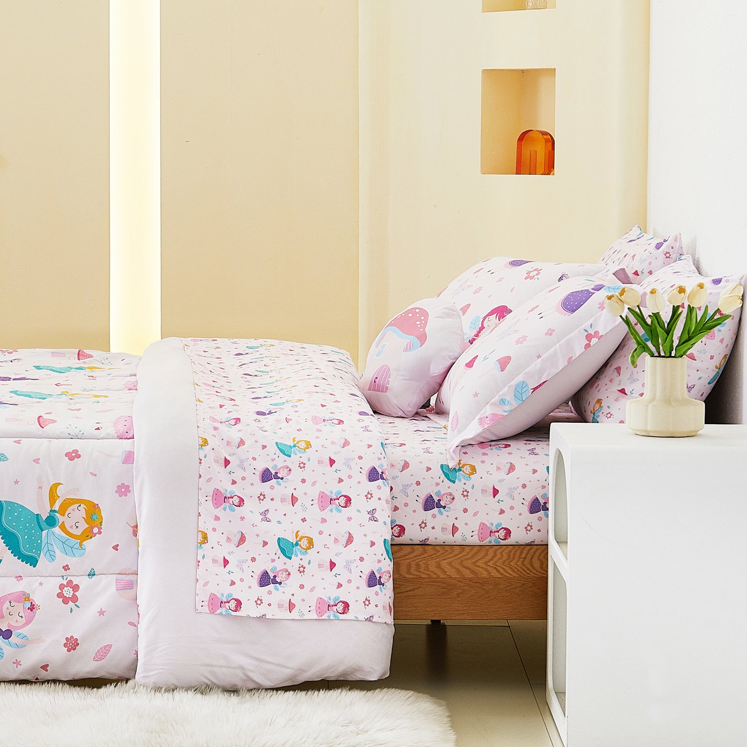 Pink Fairy 6/8 Pcs Comforter Sets for Girls Kids
