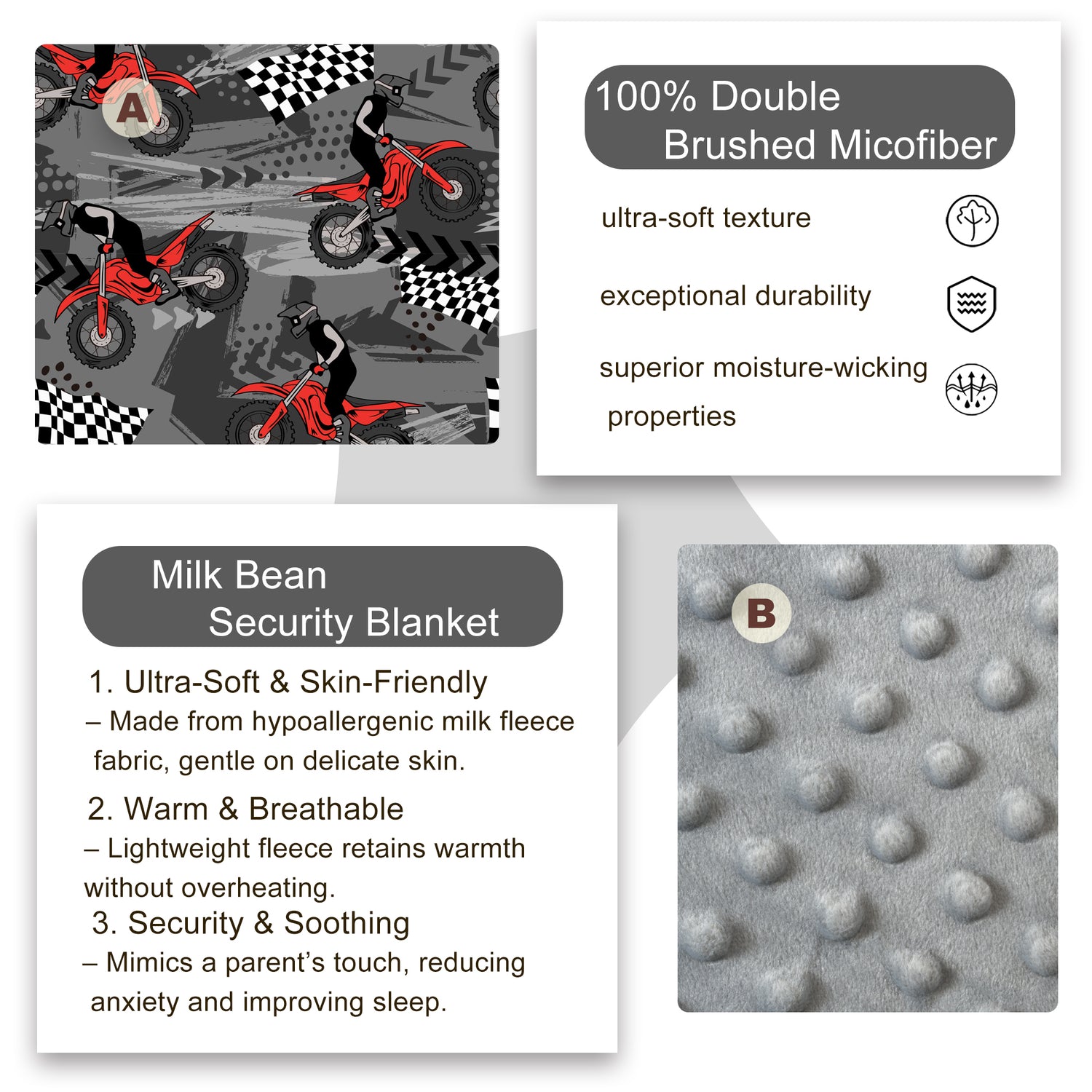 Cool Motocycle Toddler Nap Mat with Pillow and Blanket