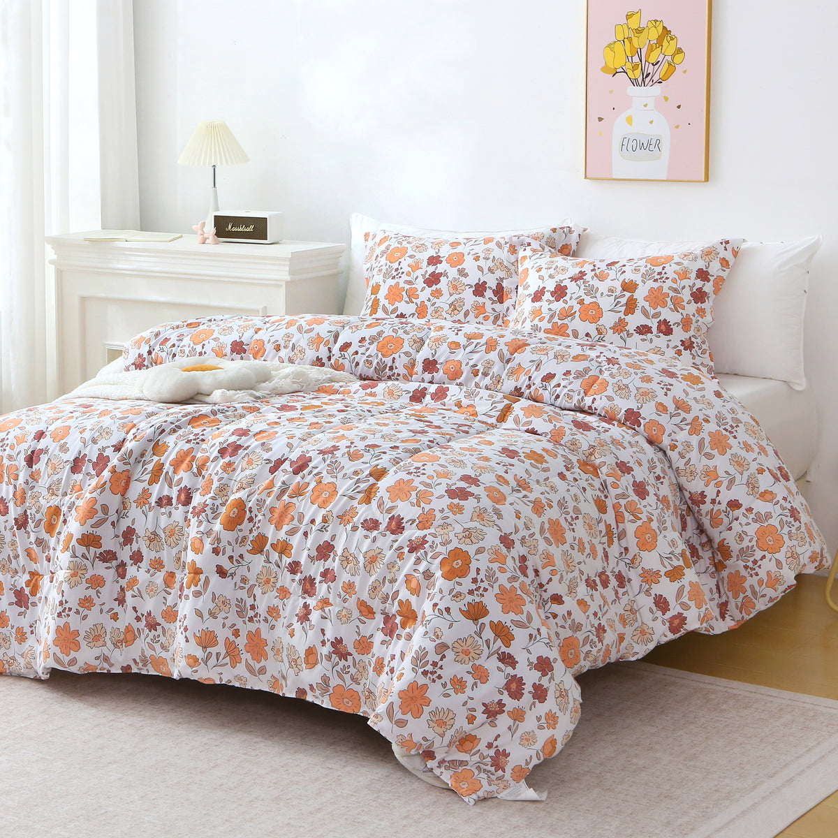 Floral Down Alternative Comforter & Shams Set - Caramel Flower