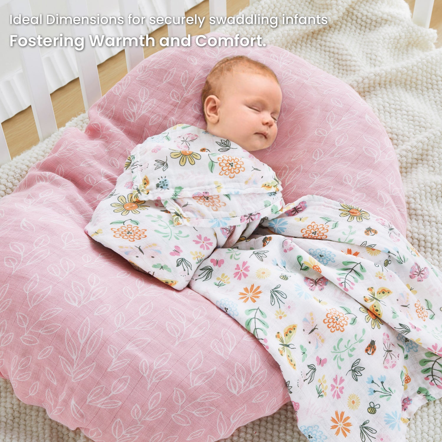 Flowers and Butterflies Muslin Swaddle Blankets for Baby Girls & Boys Gift