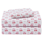 Pink Cherry Bow Kids Bed Sheet Set