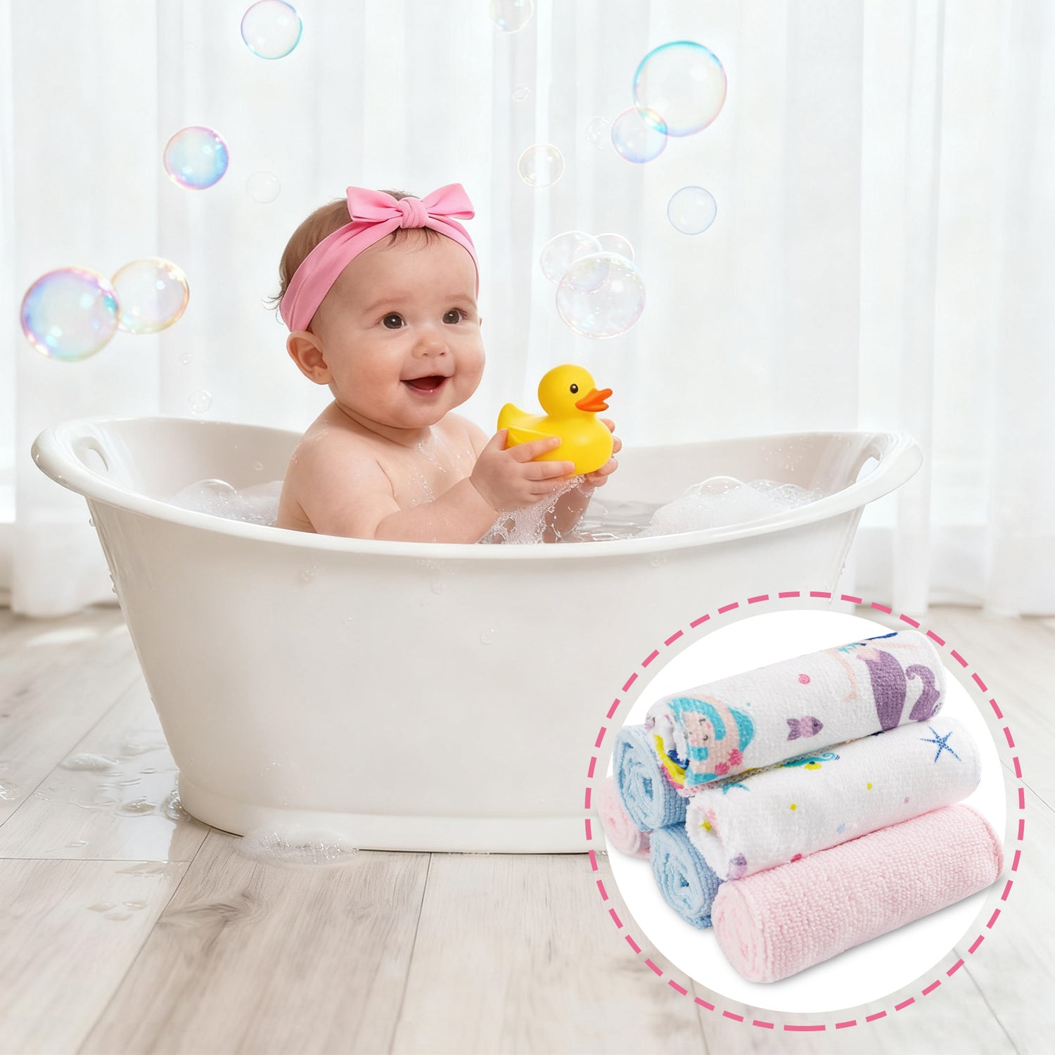 9x9 Mermaid Baby Washcloths