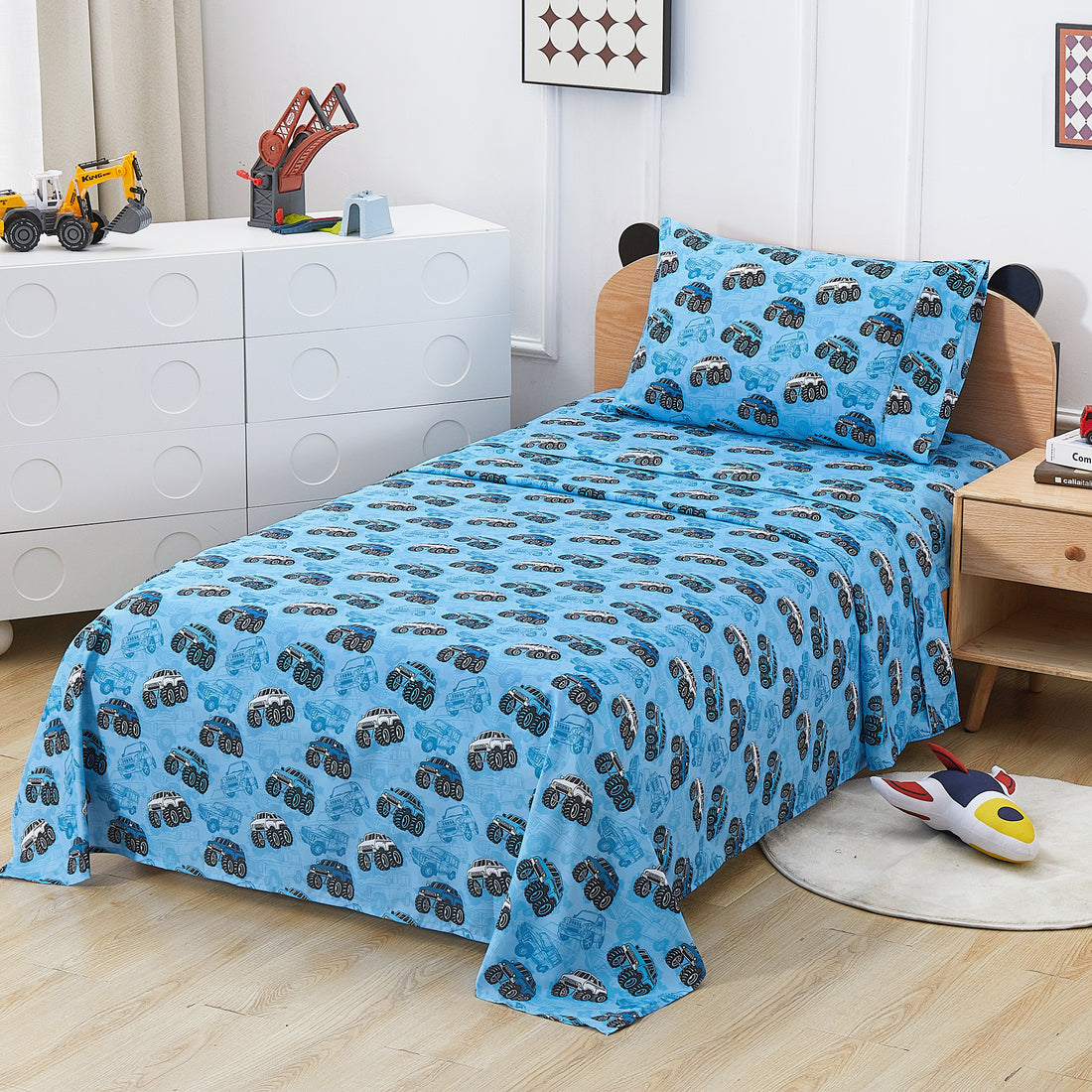 Truck-tastic Adventure Kids Bed Sheet Set Deep Pocket Double Brushed Microfiber