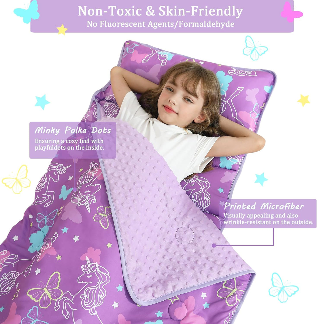 Unicorn Dreamscape Toddler Nap Mat with Pillow & Blanket