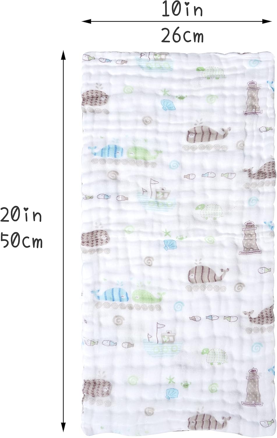 Blue Elephant Baby Muslin Burp Cloths 10" x 20" 4 Pack