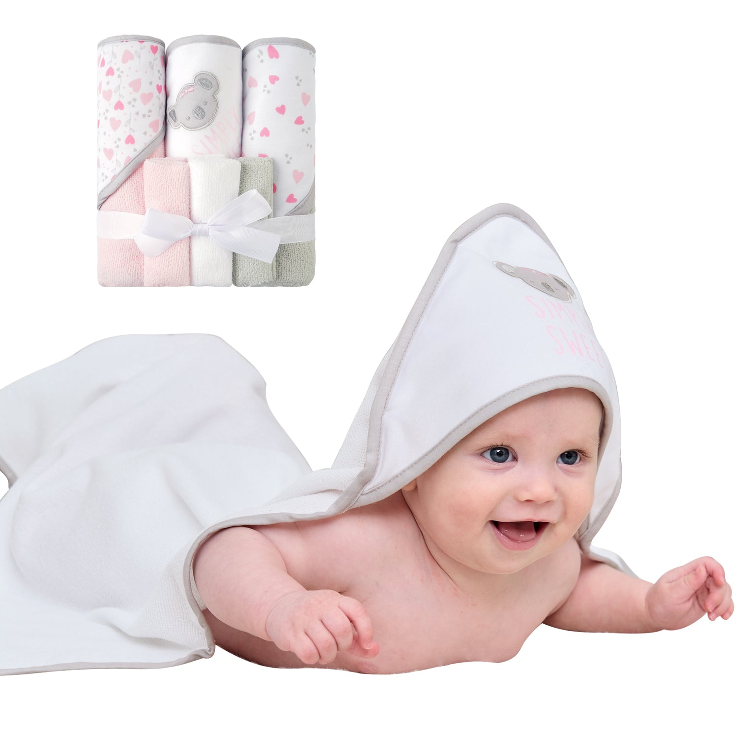 Pink Koala Baby Towels and Baby Wash Cloths Set 6-Pack Size 28 x 28 Inch