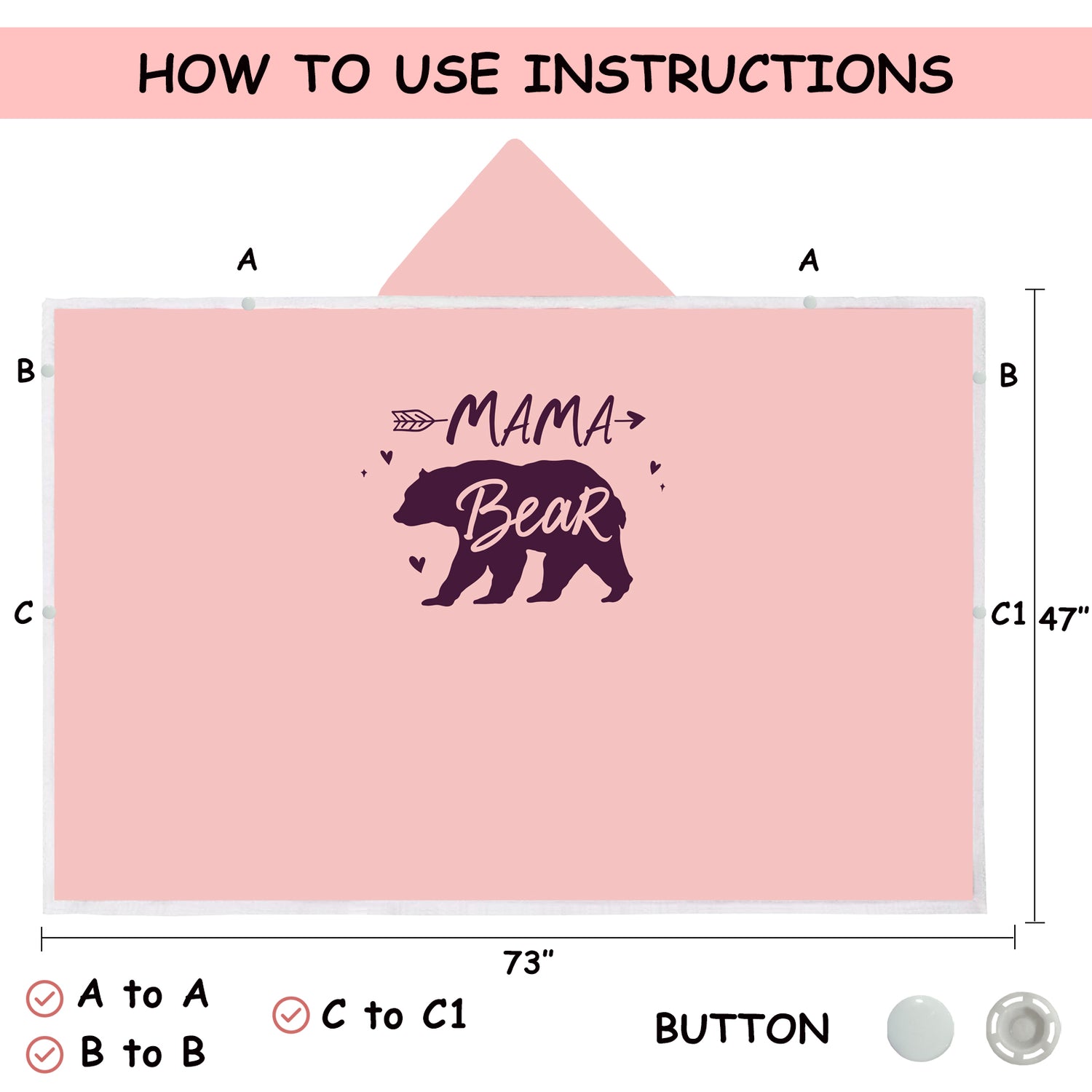 Pink Bear Wearable Blanket Hoodie Mothers Day Birthday Gifts for Wife