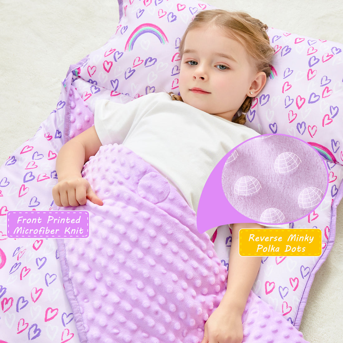 Rainbow Toddler Nap Mat with Pillow & Blanket