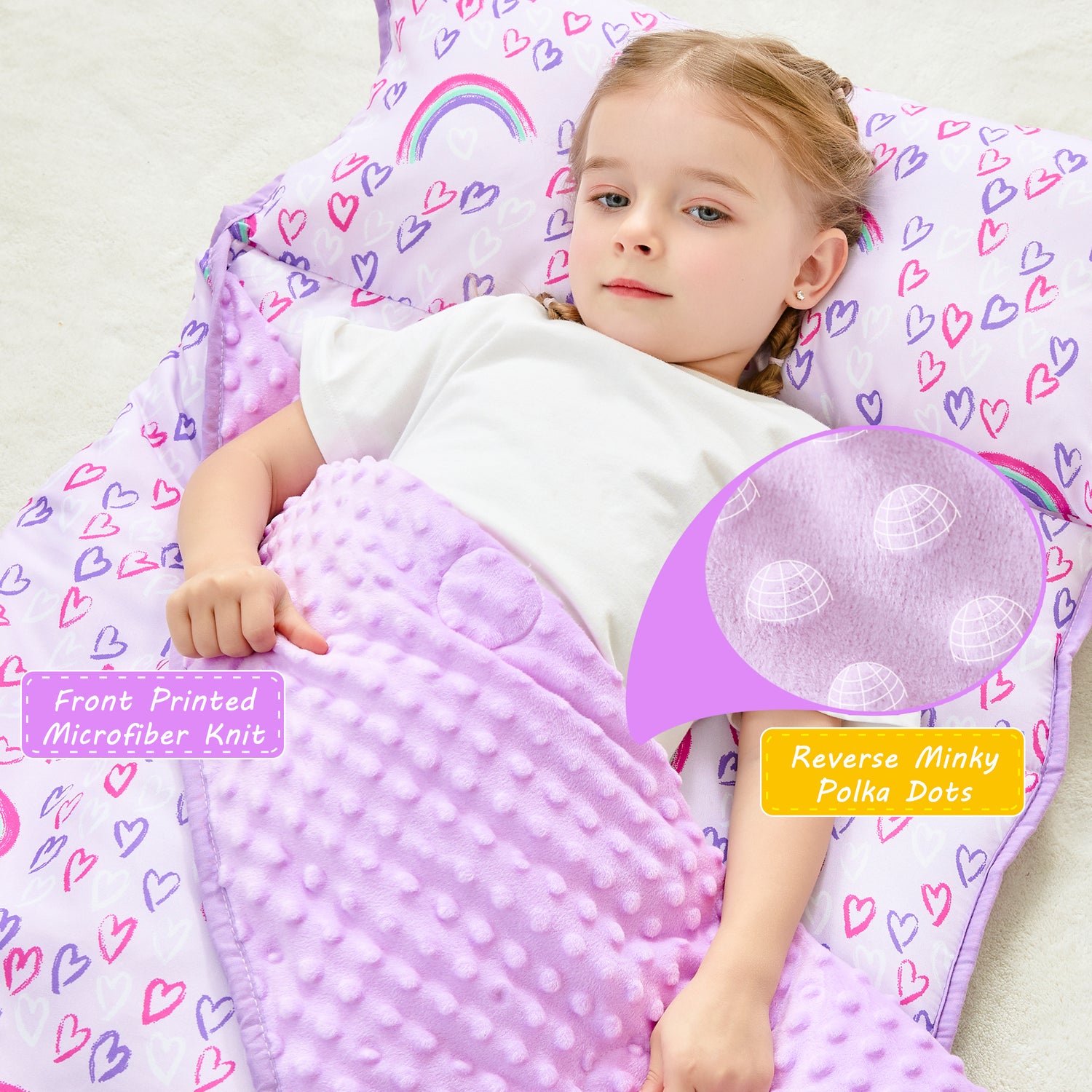 Rainbow Toddler Nap Mat with Pillow and Blanket