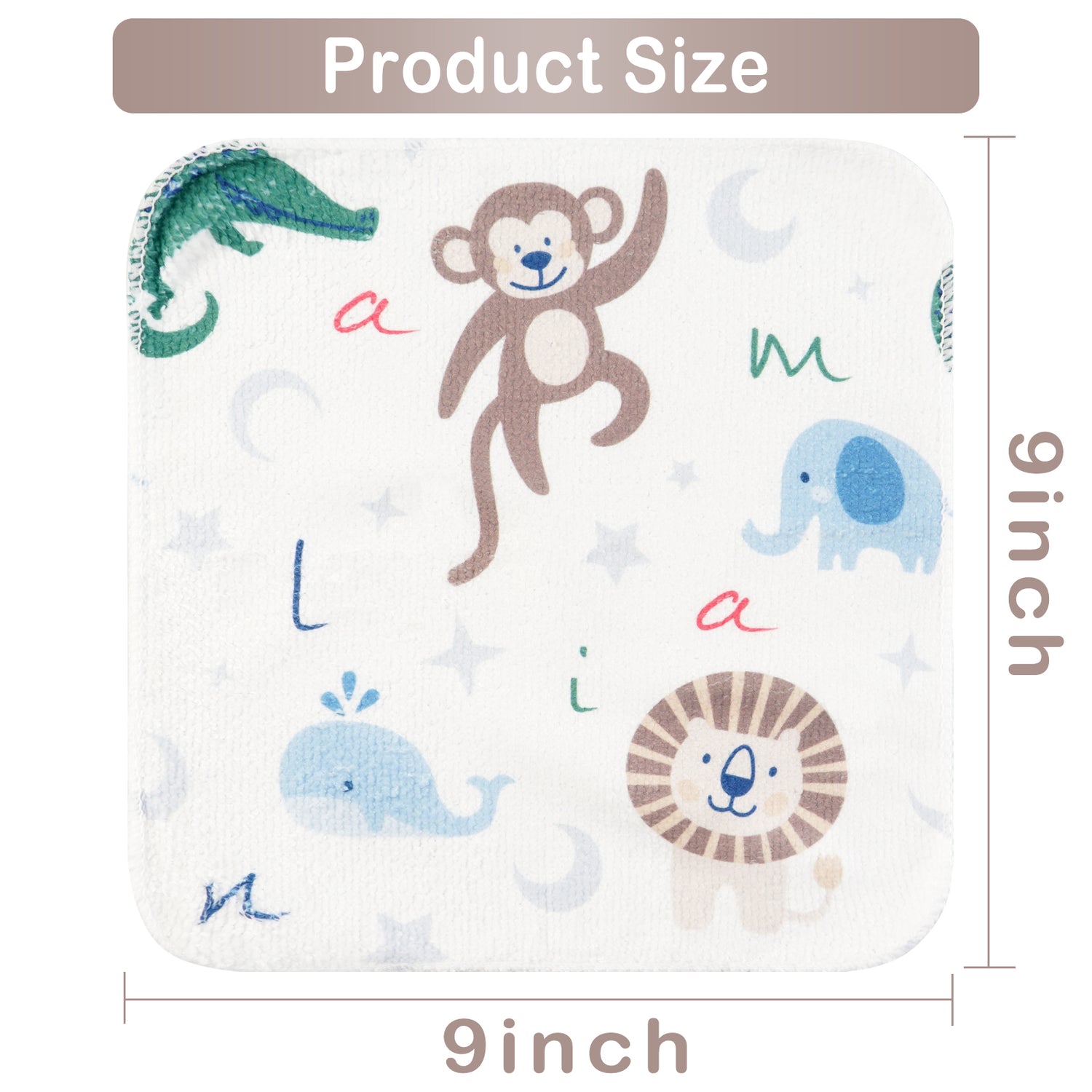 9x9 Animal Baby Washcloths