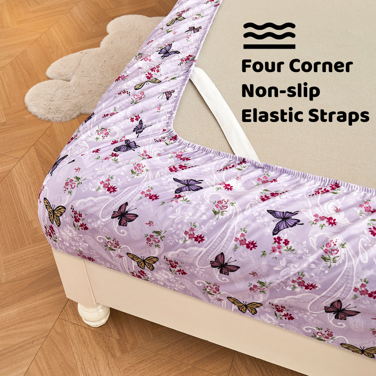 Lavender Butterfly Bed Sheet Set Deep Pocket Double Brushed Microfiber