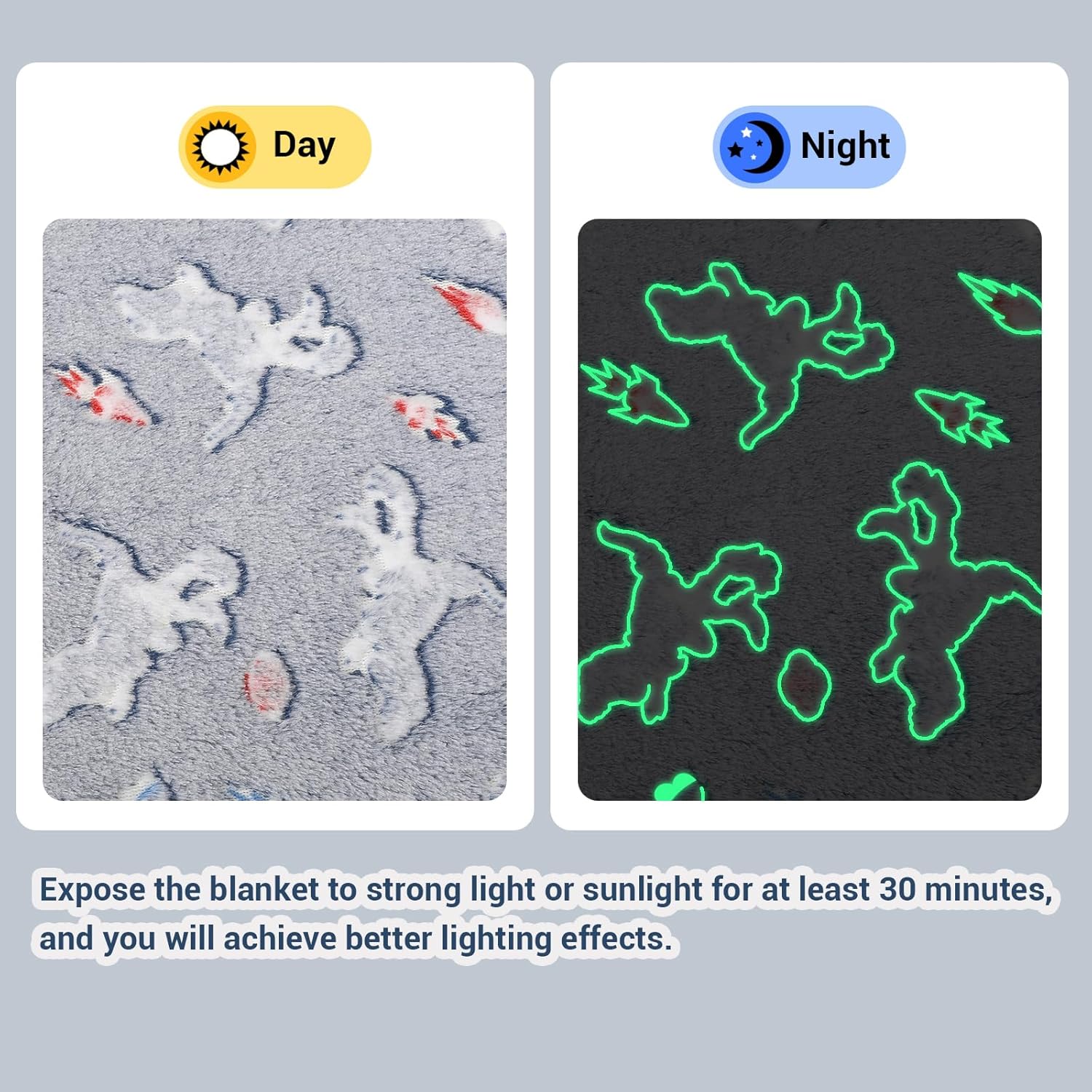 Glow Jurassic Dinosaurs Kids Throw Blanket