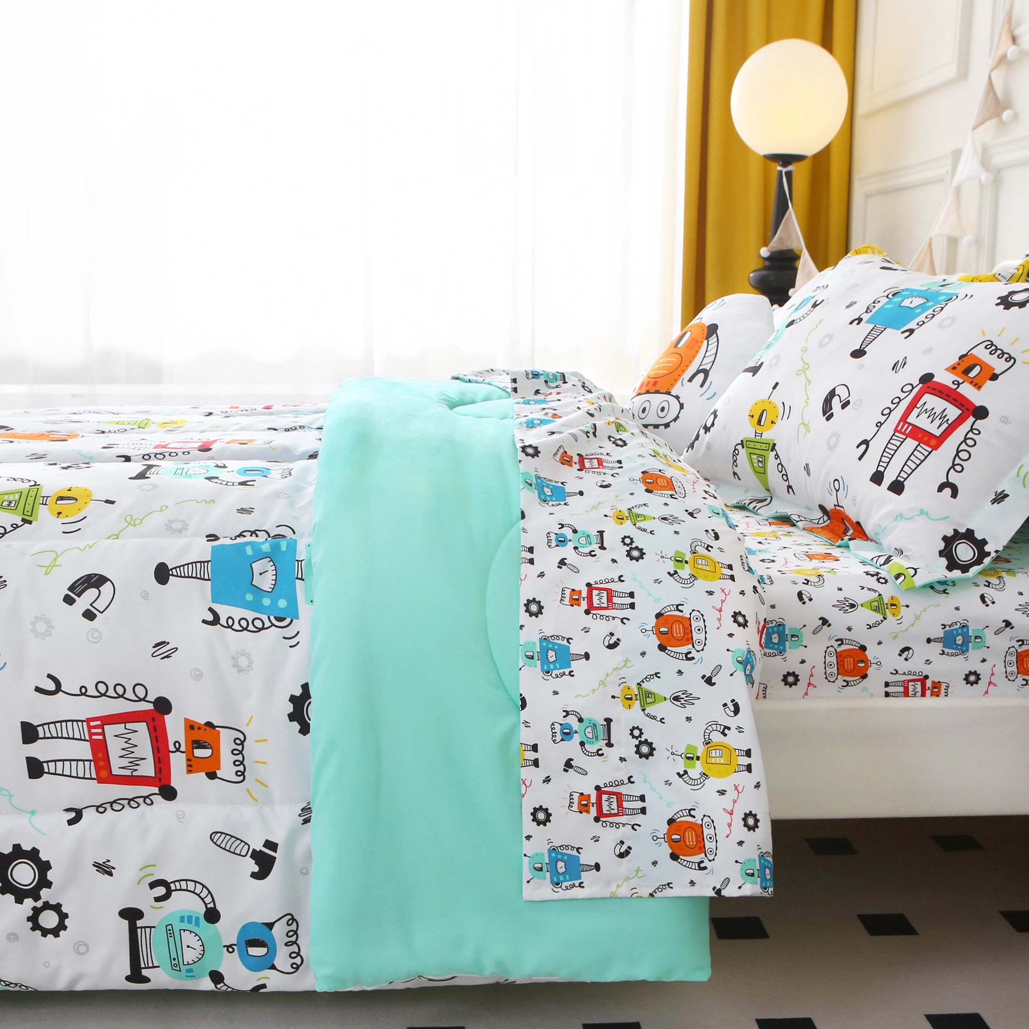 Gear Robot Comforter Sets for Kids– 6 or 8 Piece Options