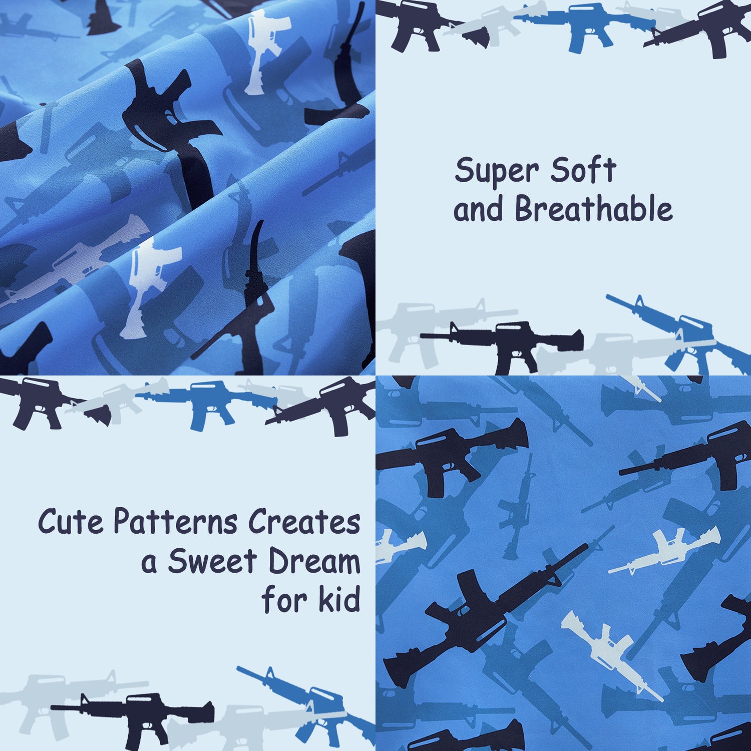 Blue Camouflage Kids Bed Sheet Set