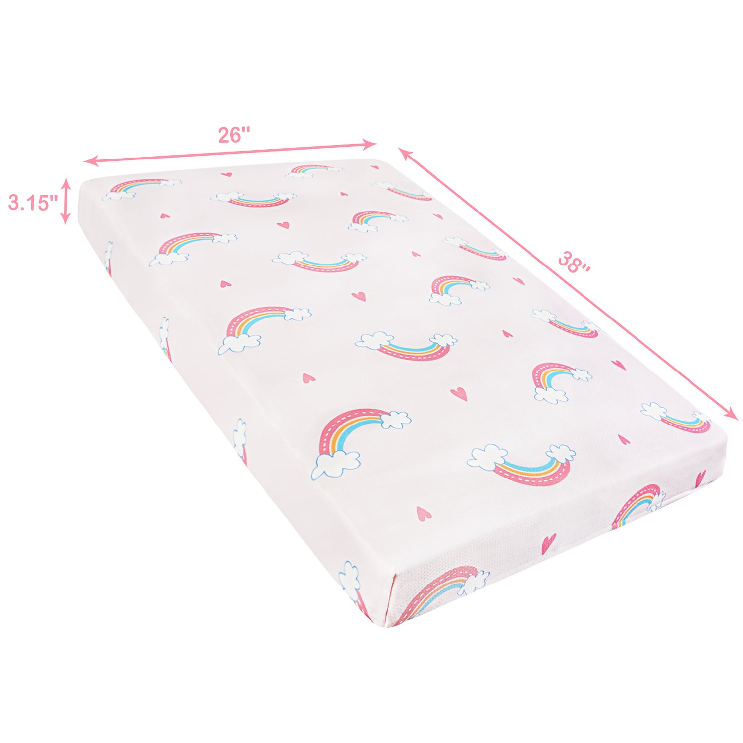 Rainbow Pack and Play Mattress 38" x 26"