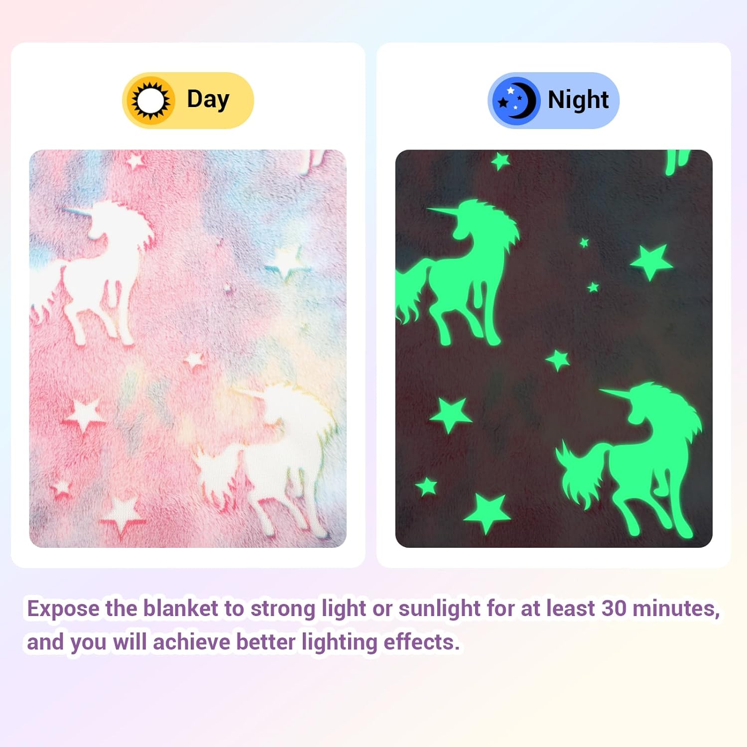 Glow Unicorn Parade Kids Throw Blanket
