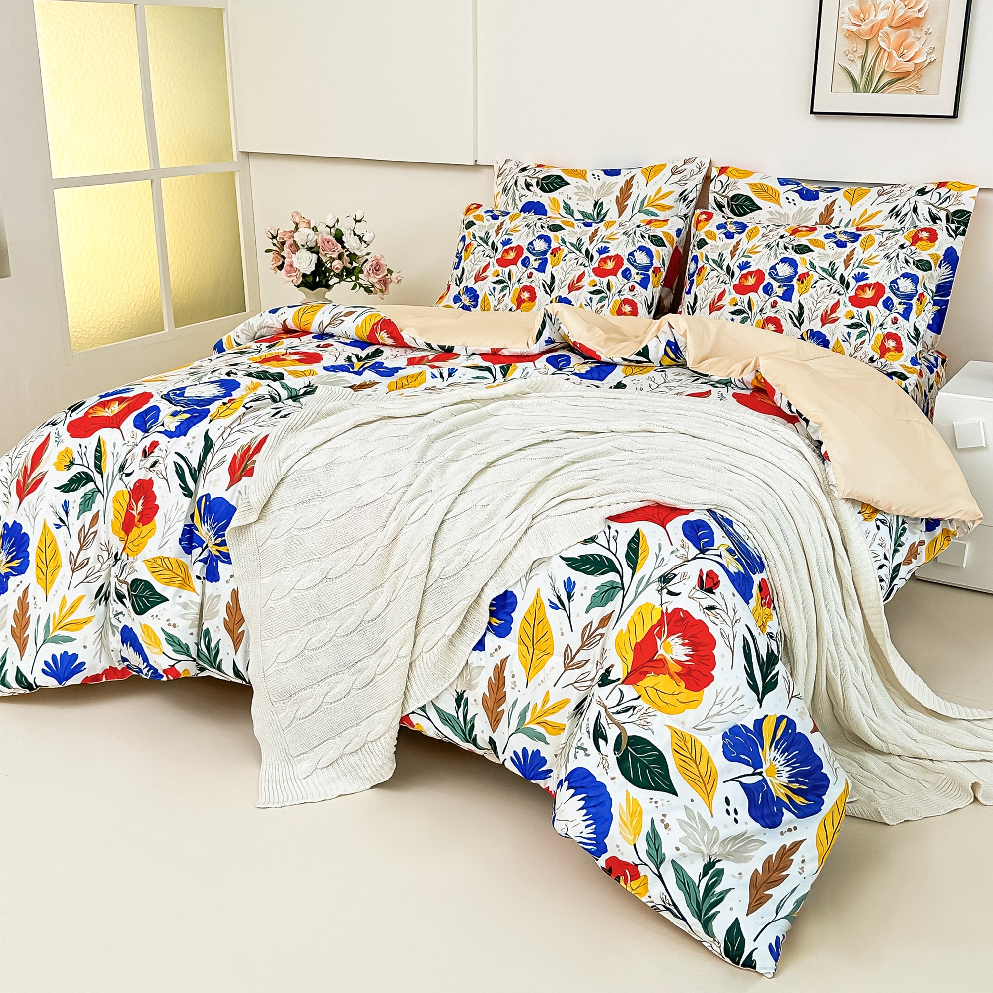 Juego de edredón Symphony Floral Vibrant de 7 piezas