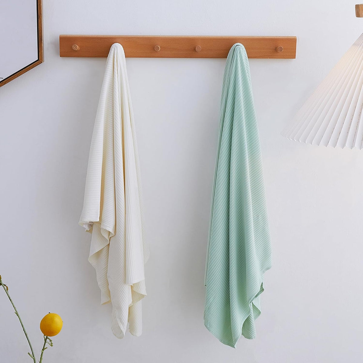 White & Green 2-Pack Jersey Swaddle Blankets, 40 x 30 in