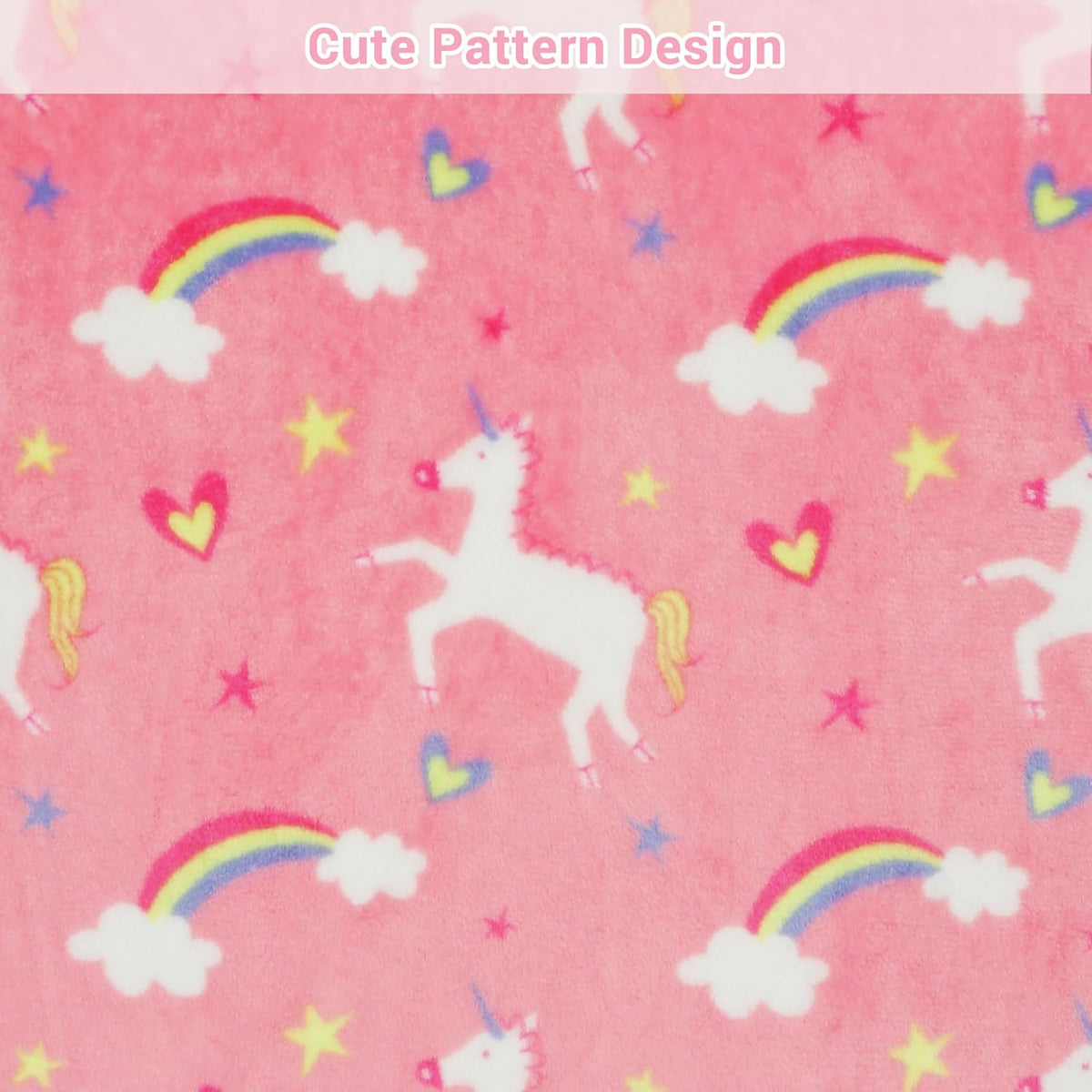 Pink Unicorn Kids Plush Throw Blanket, Soft & Warm