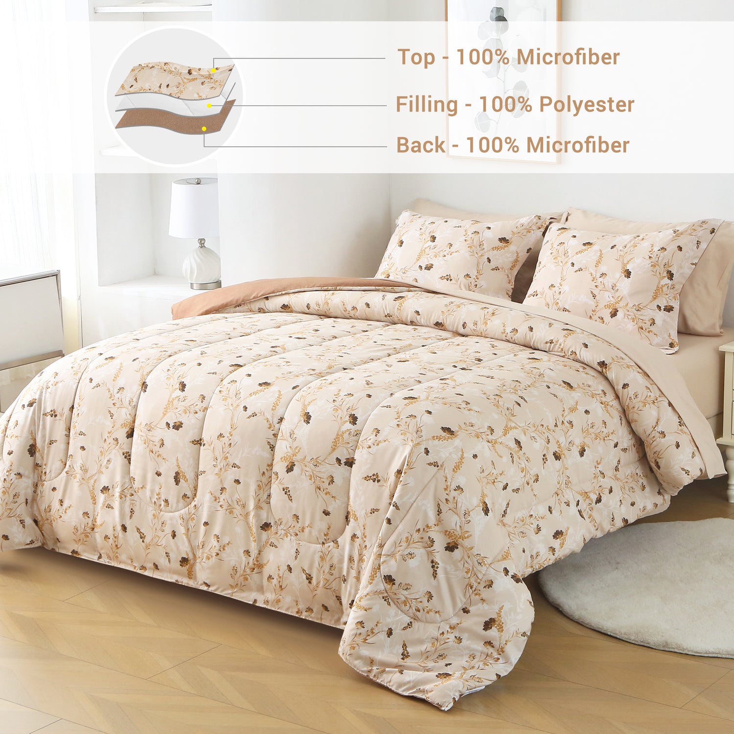Earthy Blossom Comforter Set 7 Pieces