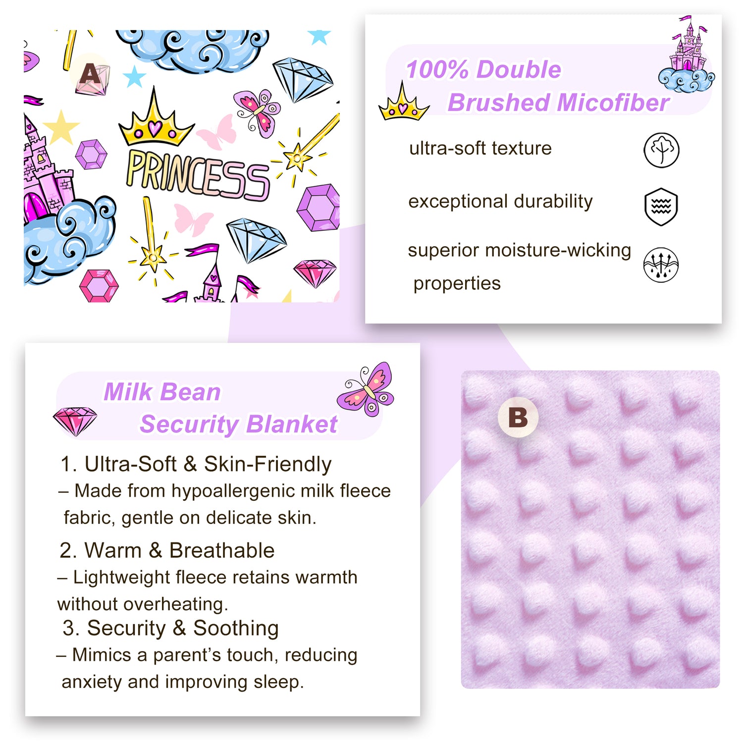 Princess Fantasy Toddler Nap Mat with Pillow and Blanket