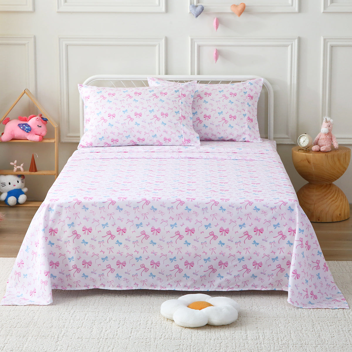 Bow-tastic Party Kids Bed Sheet Set Deep Pocket Double Brushed Microfiber