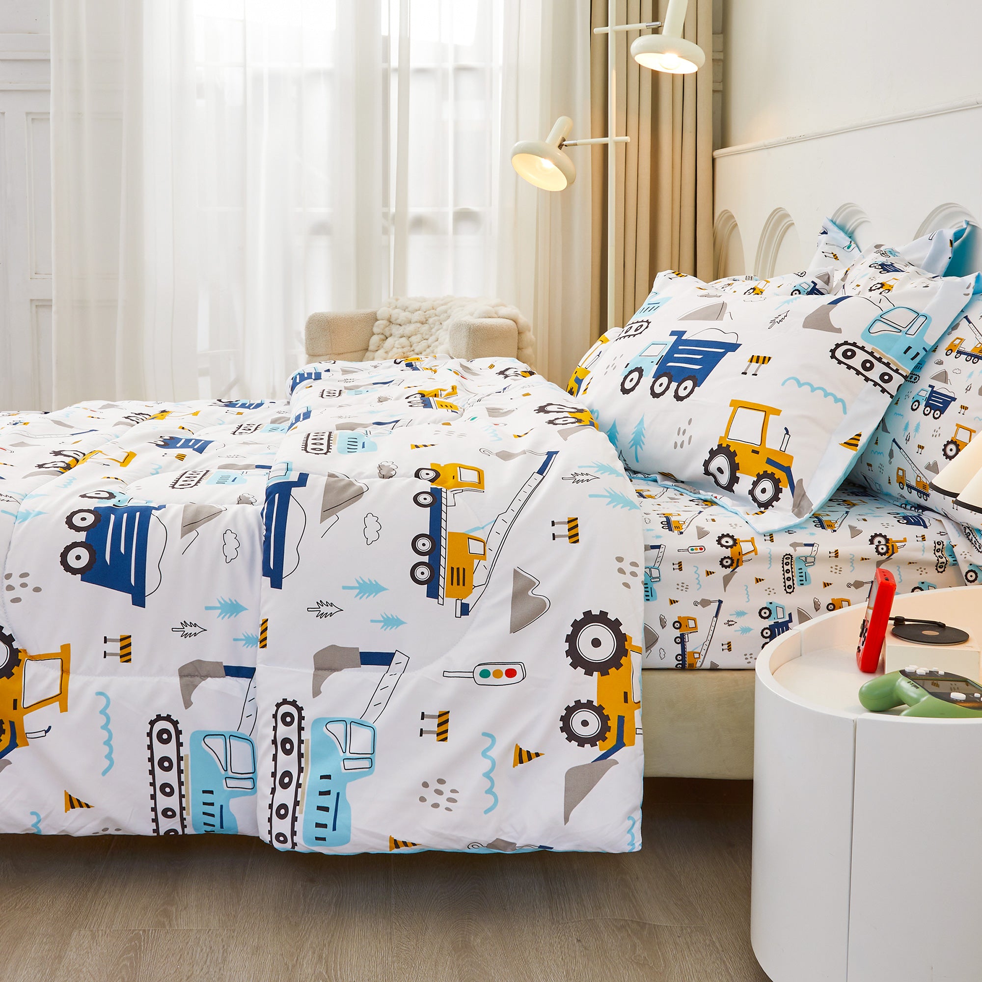 Construction Truck Bedding Set for Kids– 6 or 8 Piece Options