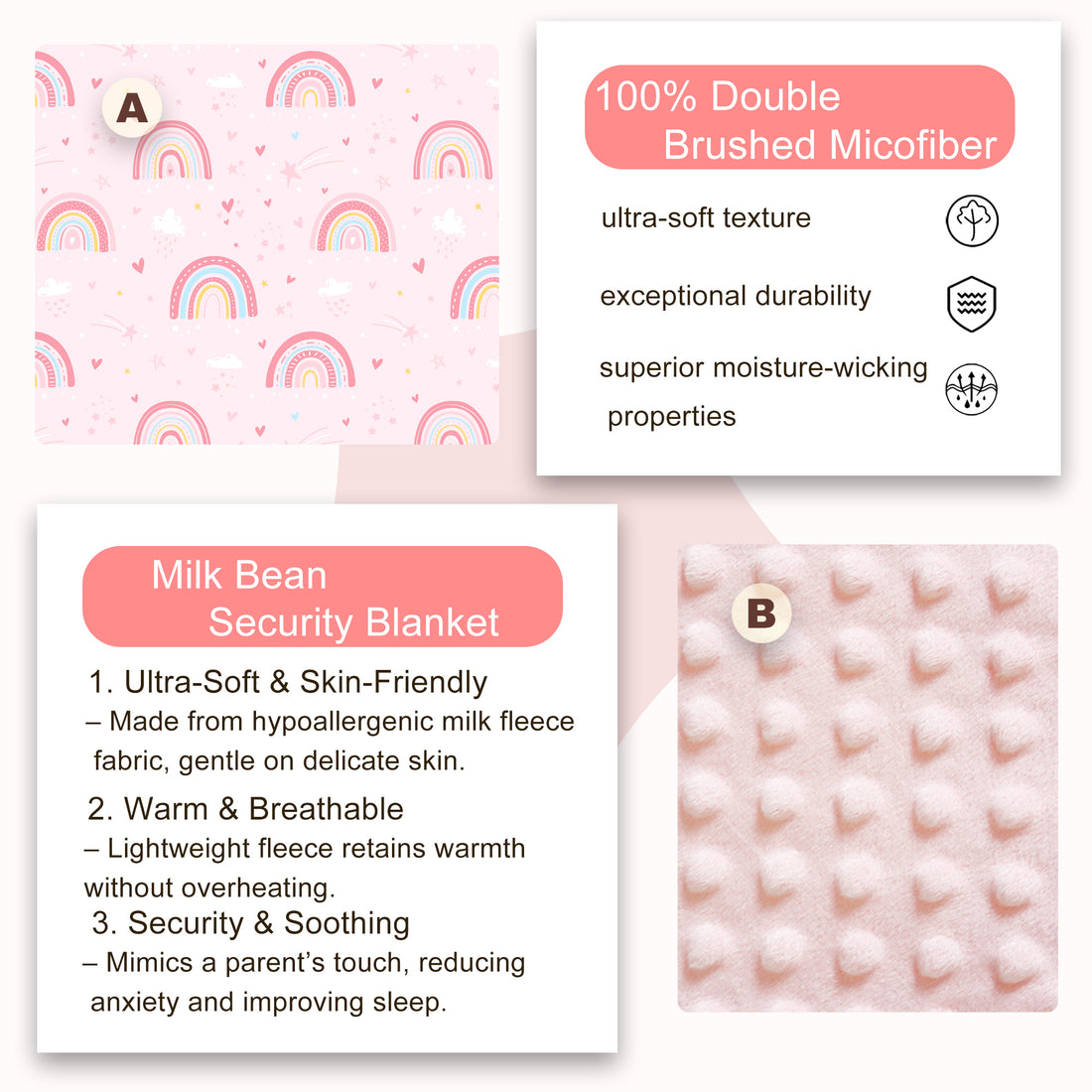 Pink Rainbow Toddler Nap Mat with Pillow & Blanket