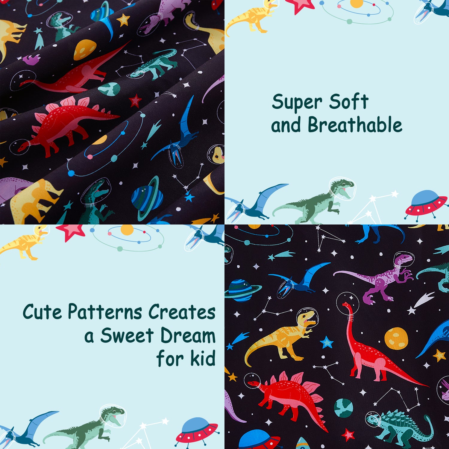 Space Dinosaur Kids Bed Sheet Set