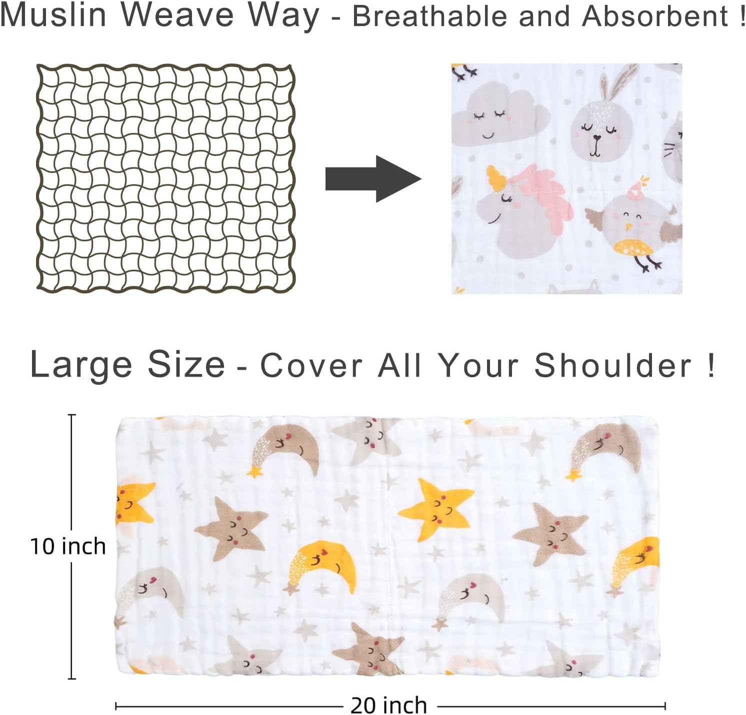 Pink Heart Baby Muslin Burp Cloths 10" x 20" 4 Pack