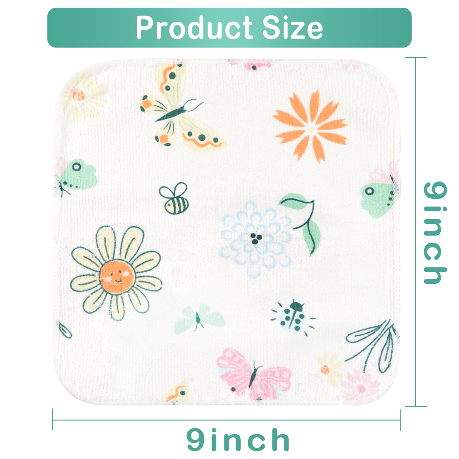 9x9 Baby Washcloths Butterfly