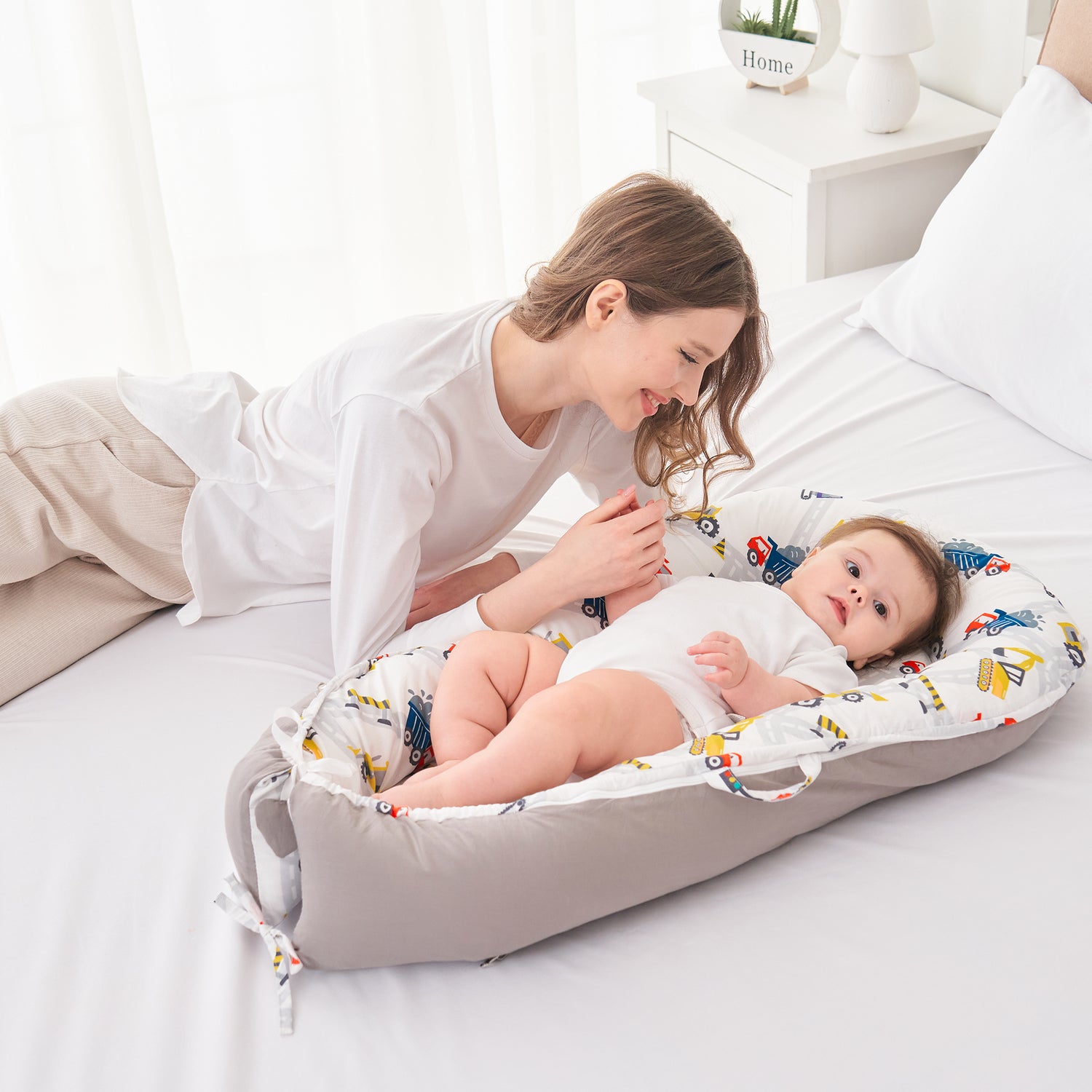 Truck Baby Lounger - Baby Nest Co Sleeper for Baby Bed, Soft & Breathable Portable Cotton Newborn Lounger Nest for Crib Bassinet
