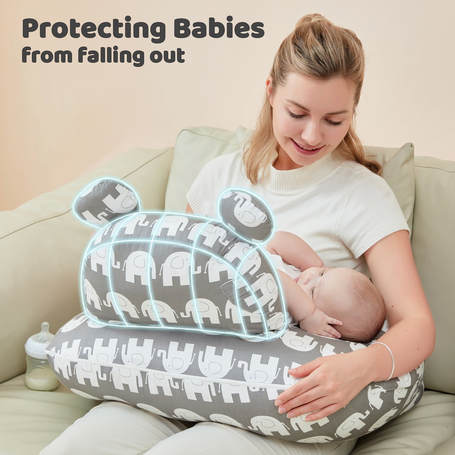 Elephant Nursing Pillow for Breastfeeding for Mom Support