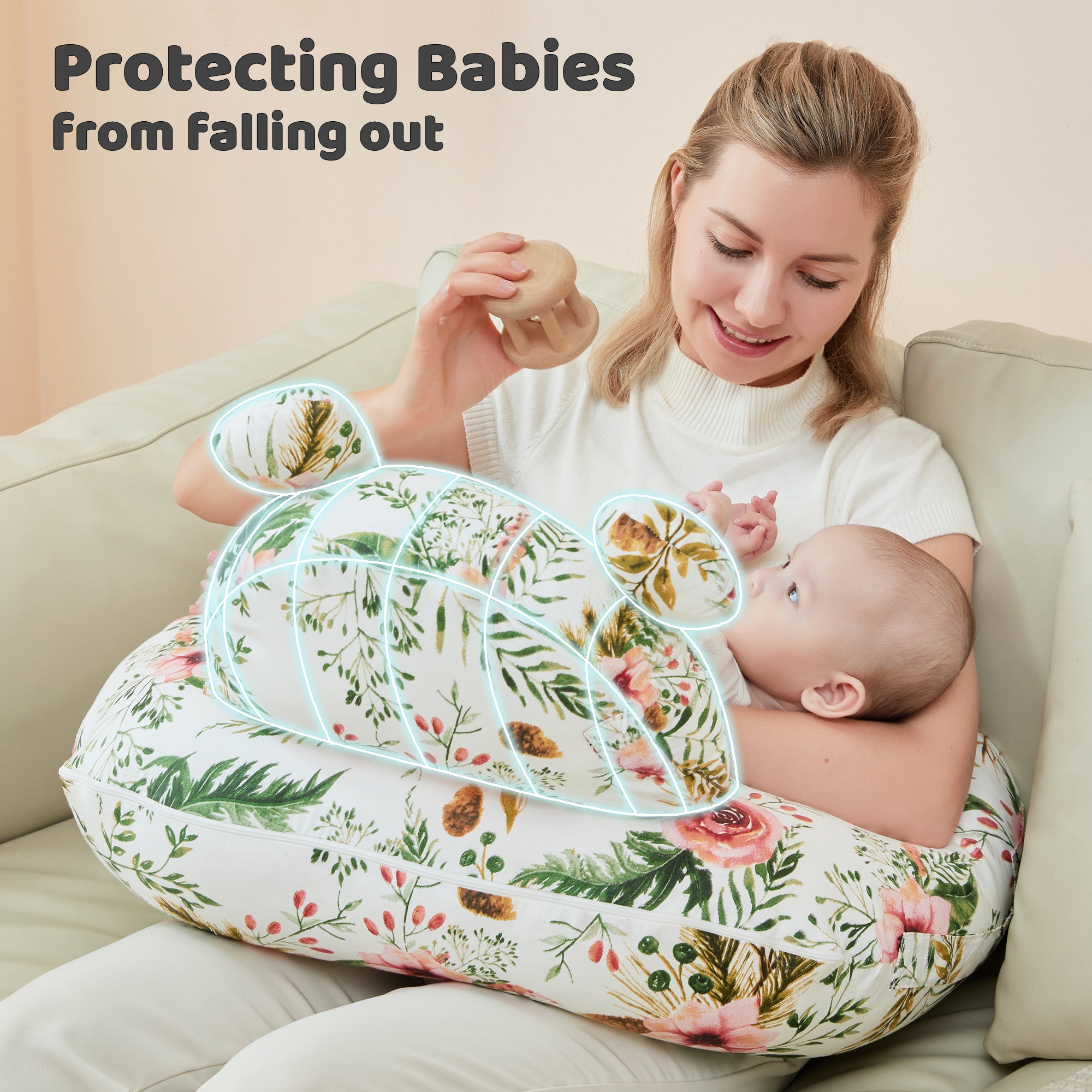 Rose Nursing Pillow for Breastfeeding for Mom Support