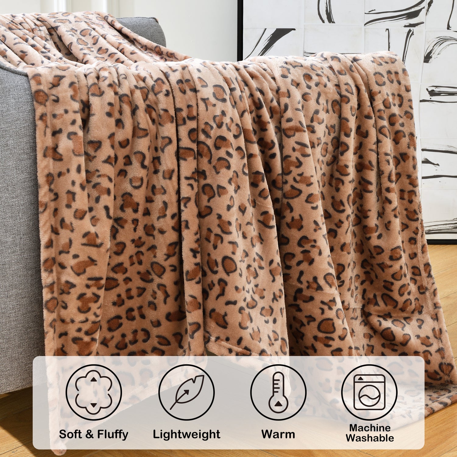 Leopard Fleece Blanket 50“ X 60”
