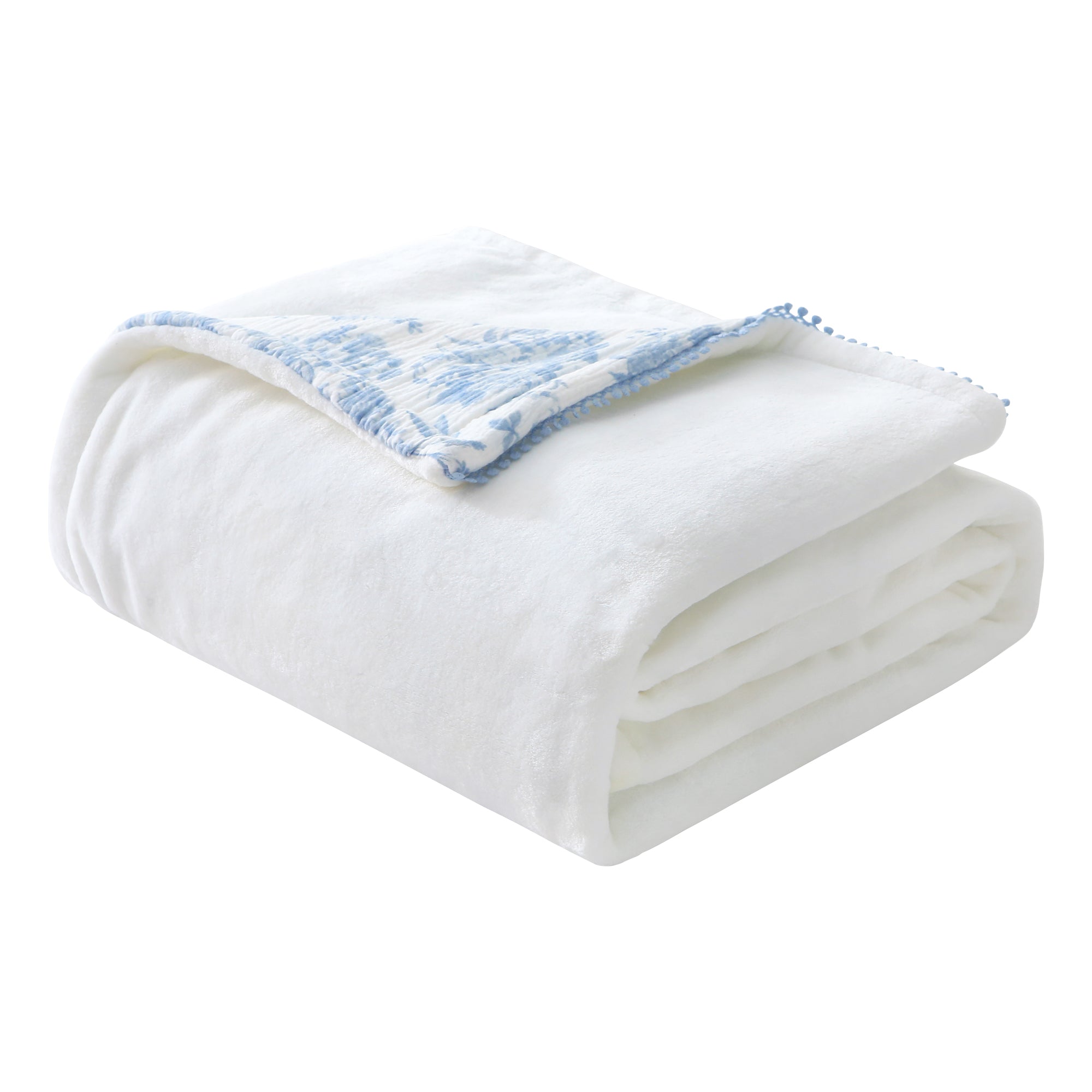 Blue Nerrah Throw Blanket Reversible Muslin Blankets 50x70 inch