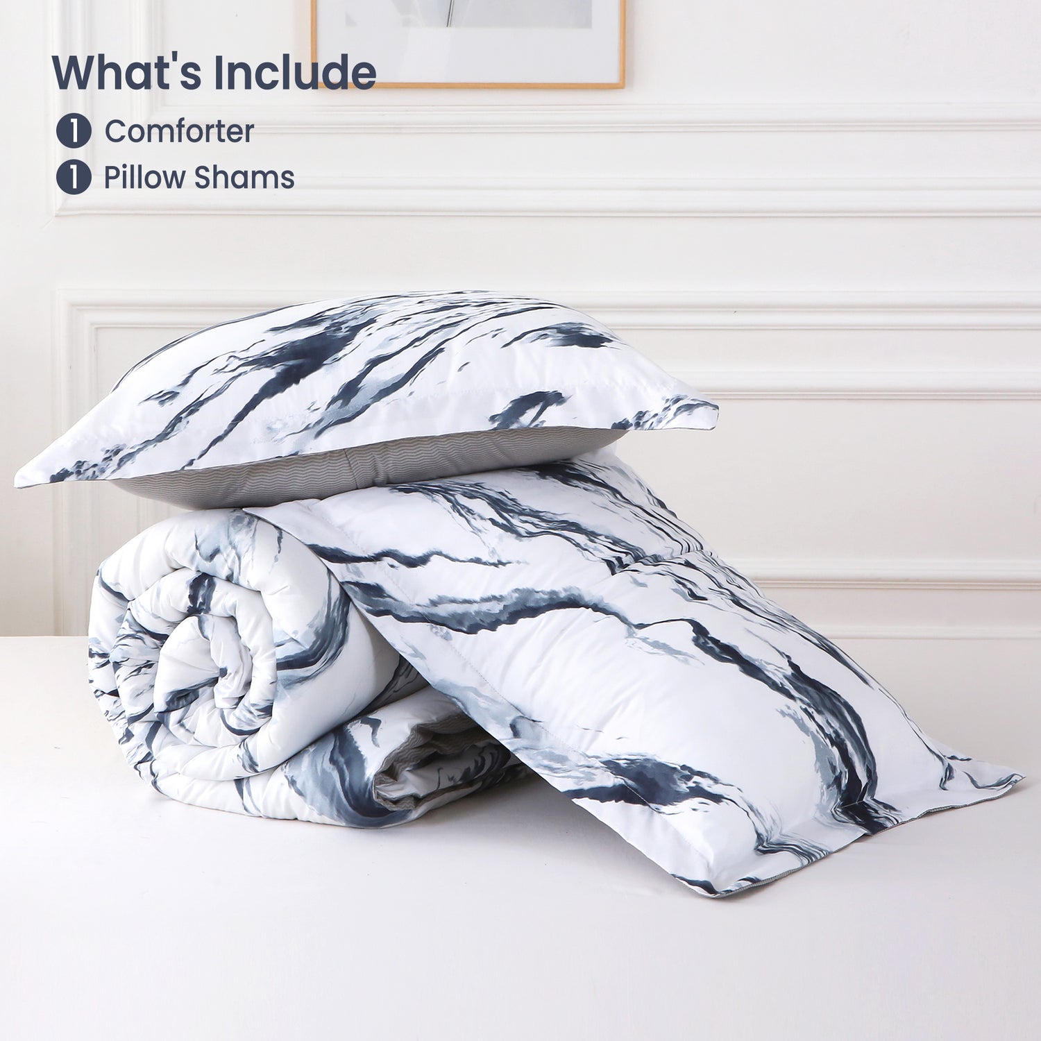 Blue Ripple 3 Pieces Comforter Sets with Pillow Shams