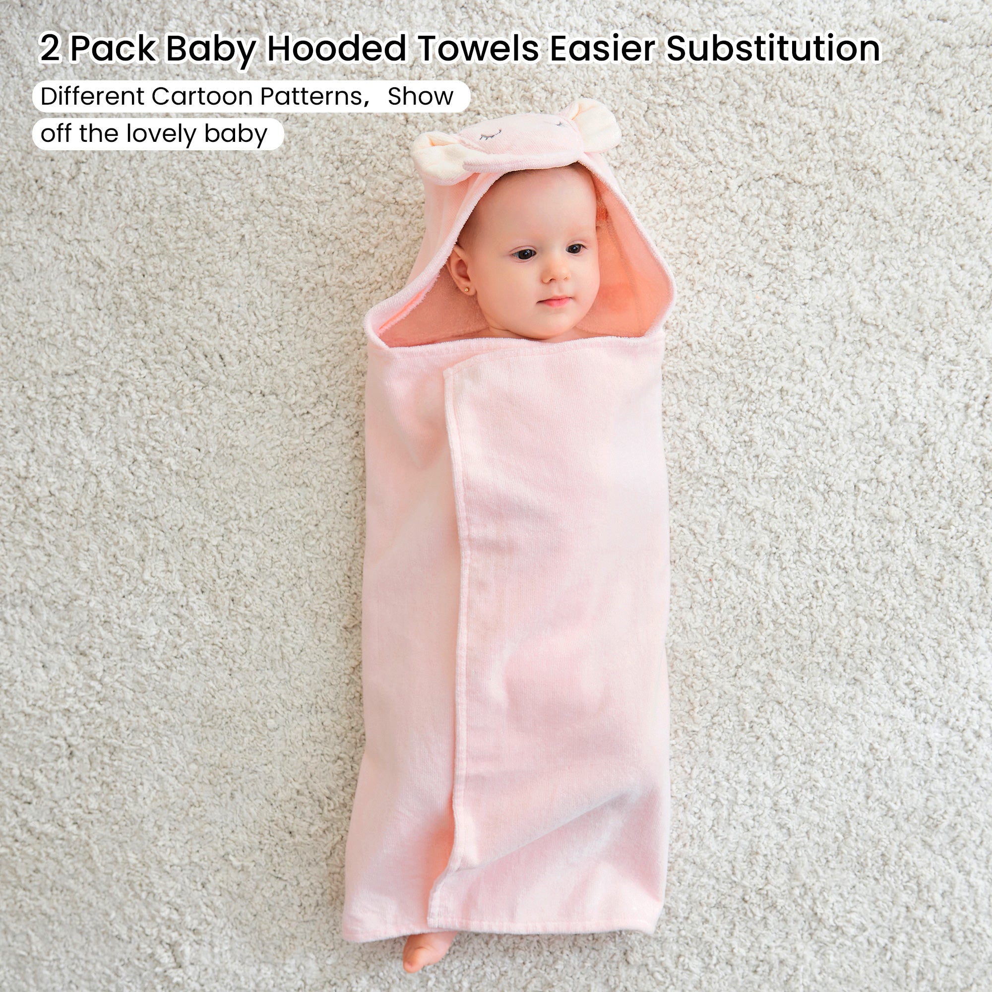 Duck & Elephant Baby Towels with Hood