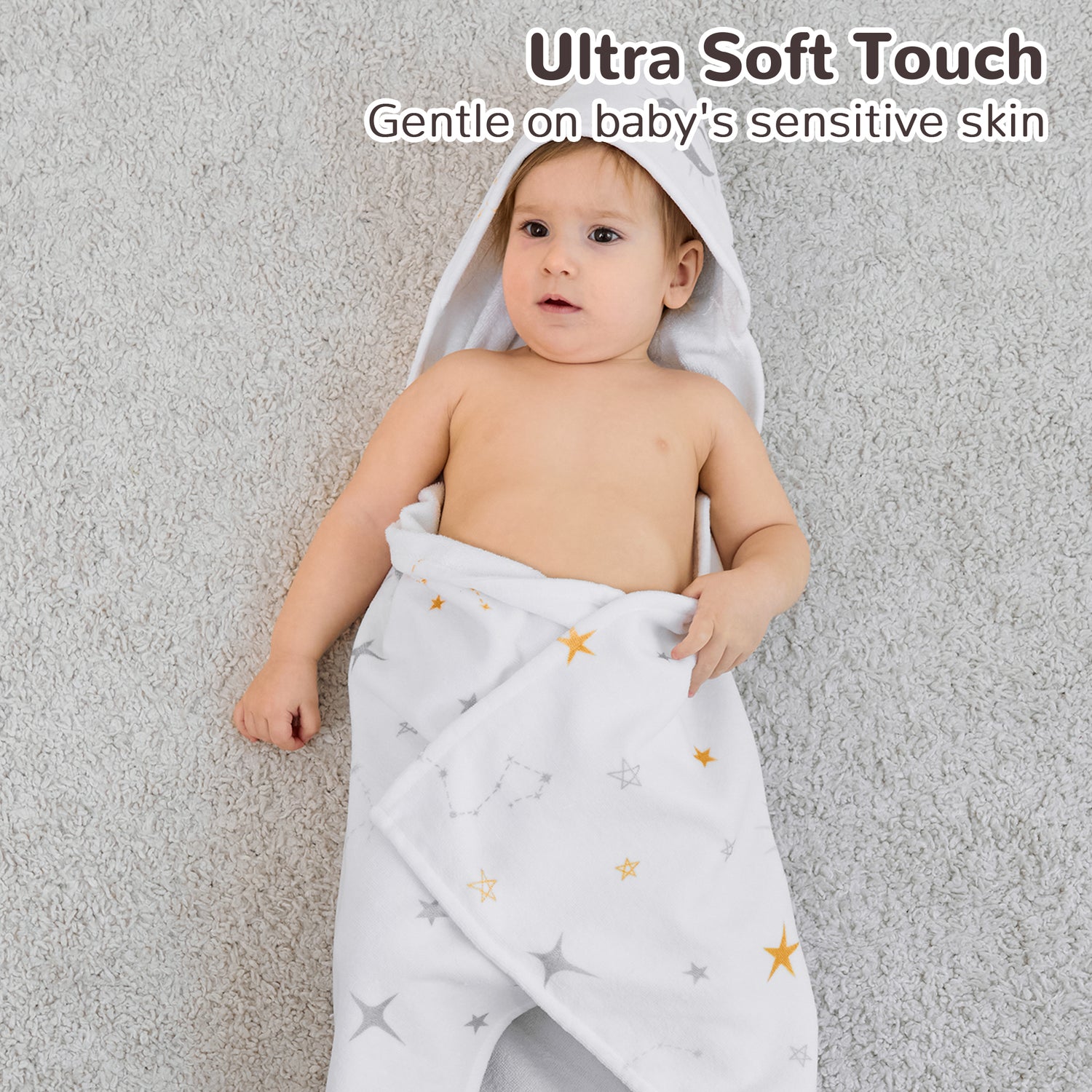 (Green Leaves) 2 Pack Cotton Hooded Baby Towels, Extra Thick and Absorbent, 32" * 32"