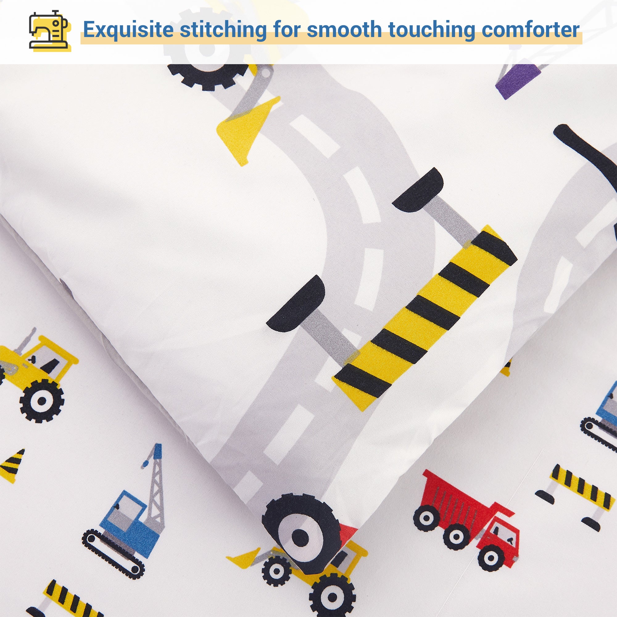 Playful Construction Vehicles bedding Set– 5 or 7 Piece Options