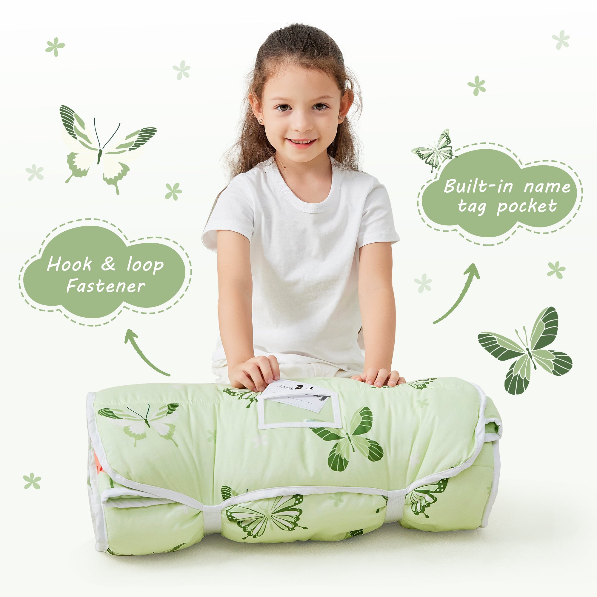 Cozy Comfort Nap Mat - Green Butterfly