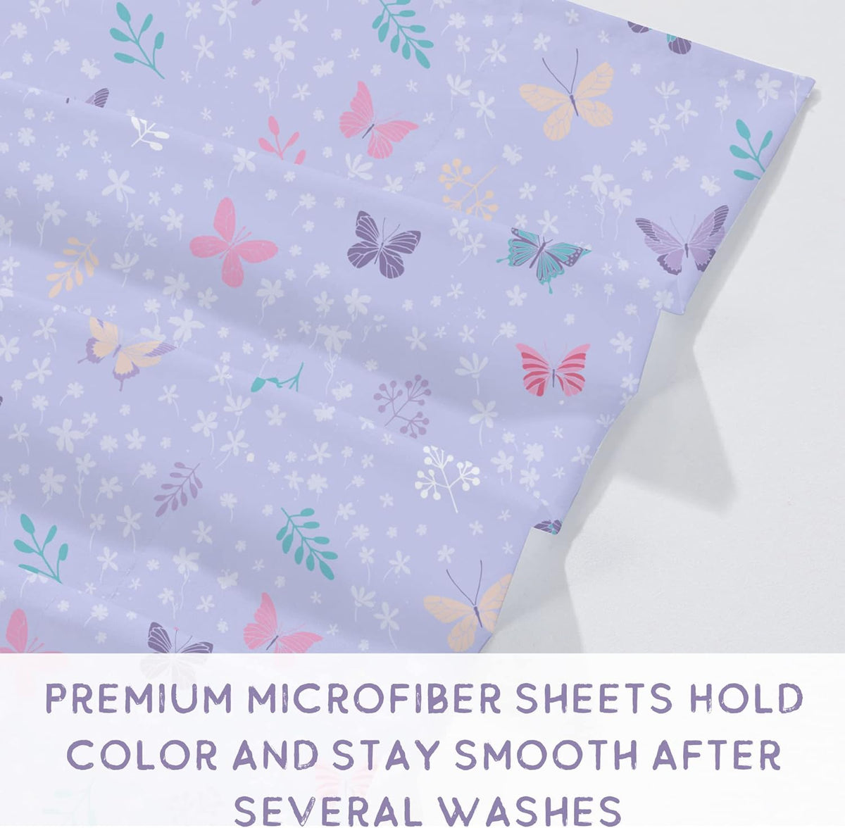 Butterfly Floral Kids Bed Sheet Set Deep Pocket Double Brushed Microfiber