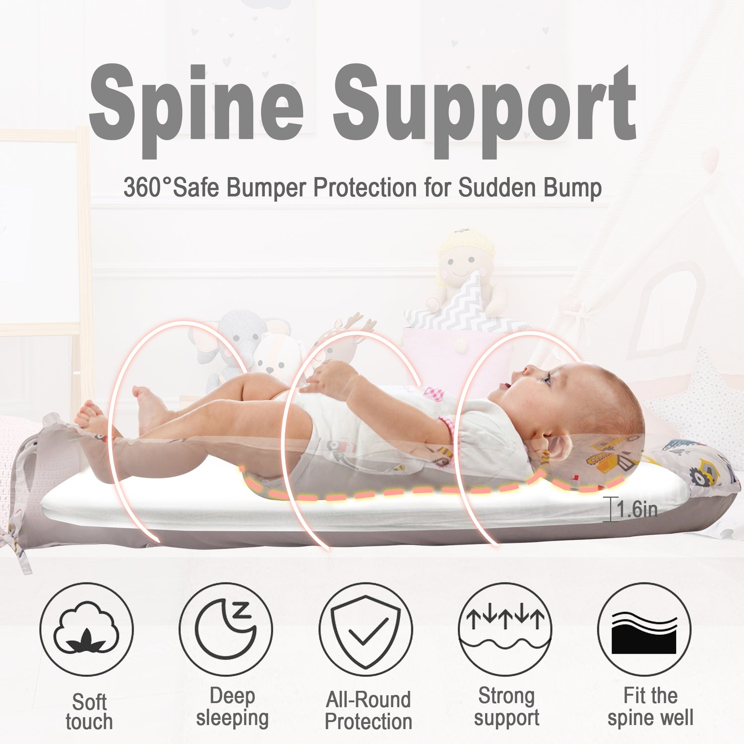 Truck Baby Lounger - Baby Nest Co Sleeper for Baby Bed, Soft & Breathable Portable Cotton Newborn Lounger Nest for Crib Bassinet