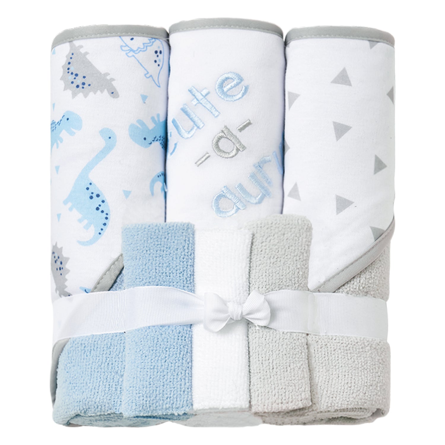 Dinosaur Baby Towels and Baby Wash Cloths Set 6-Pack Size 28 x 28 Inch