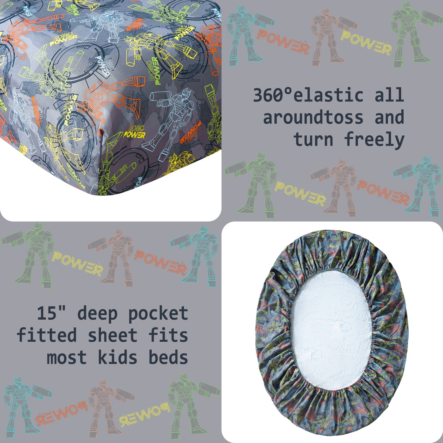 Linear Robot Kids Bed Sheet Set