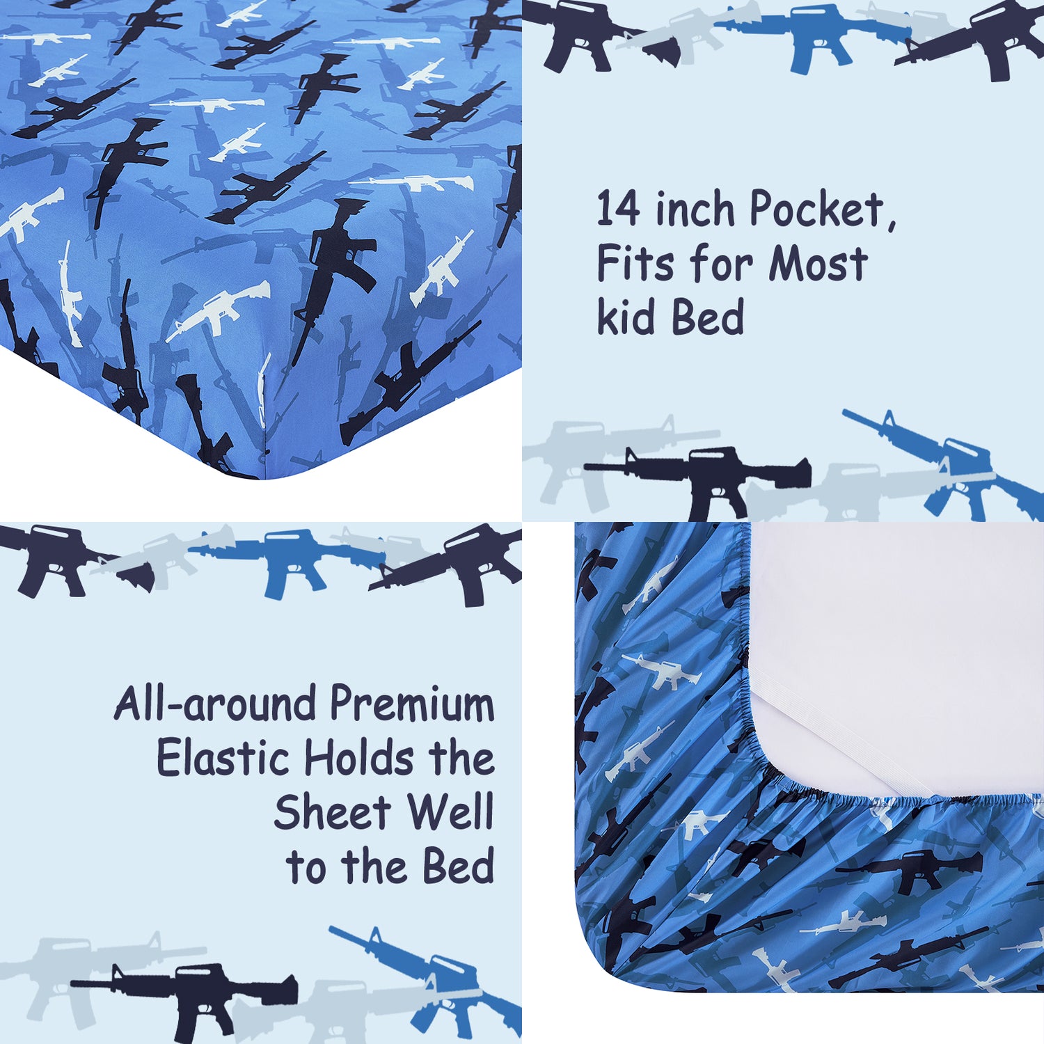 Blue Camouflage Kids Bed Sheet Set