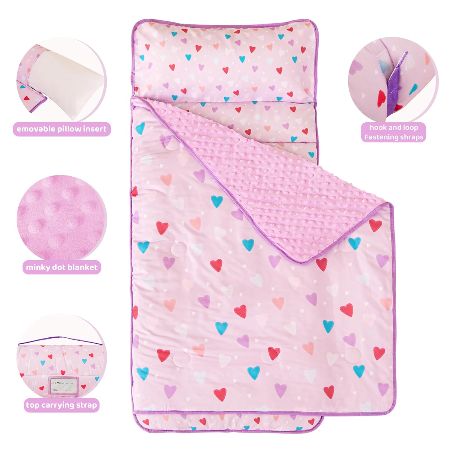 Cozy Comfort Nap Mat - Colorful Hearts