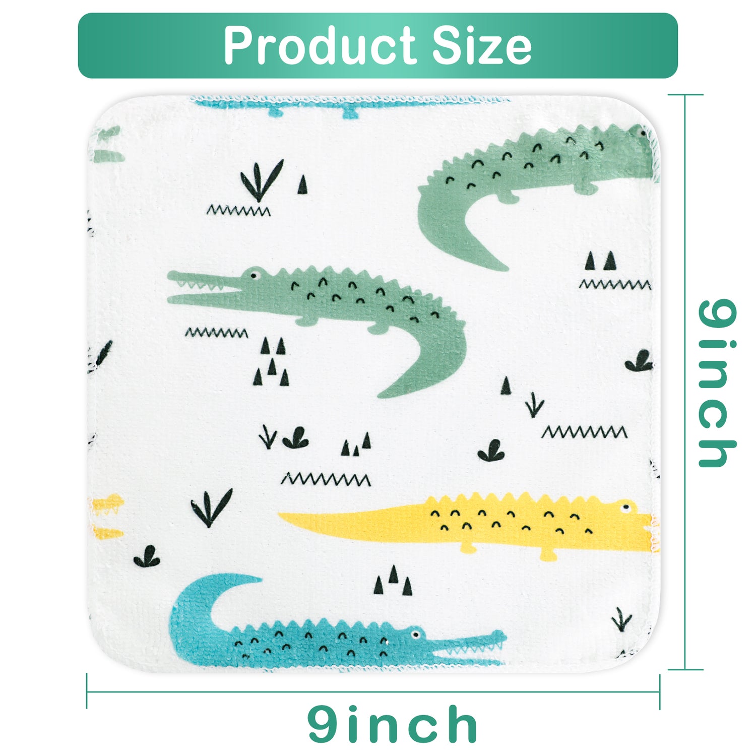 9x9 Crocodile Baby Washcloths