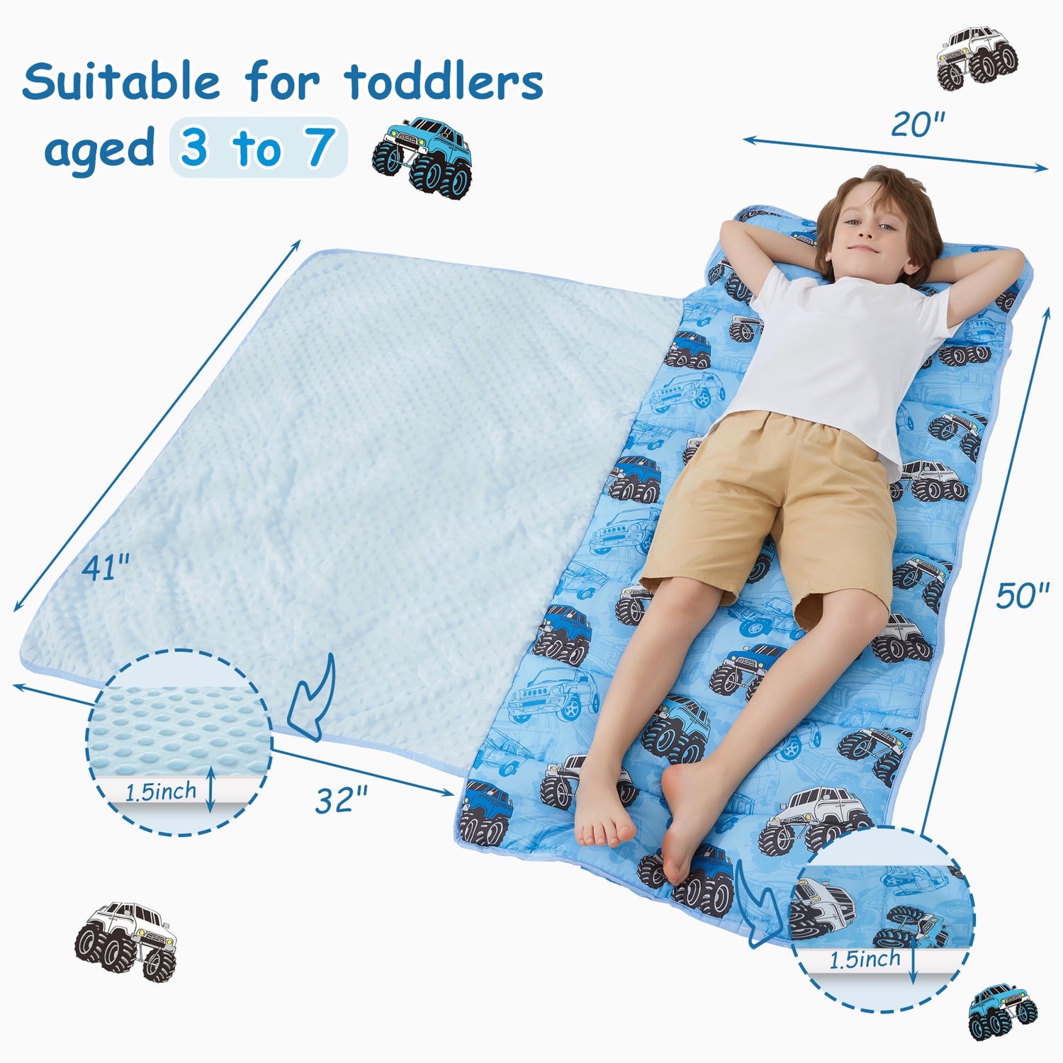 Jeep Toddler Nap Mat with Pillow and Blanket