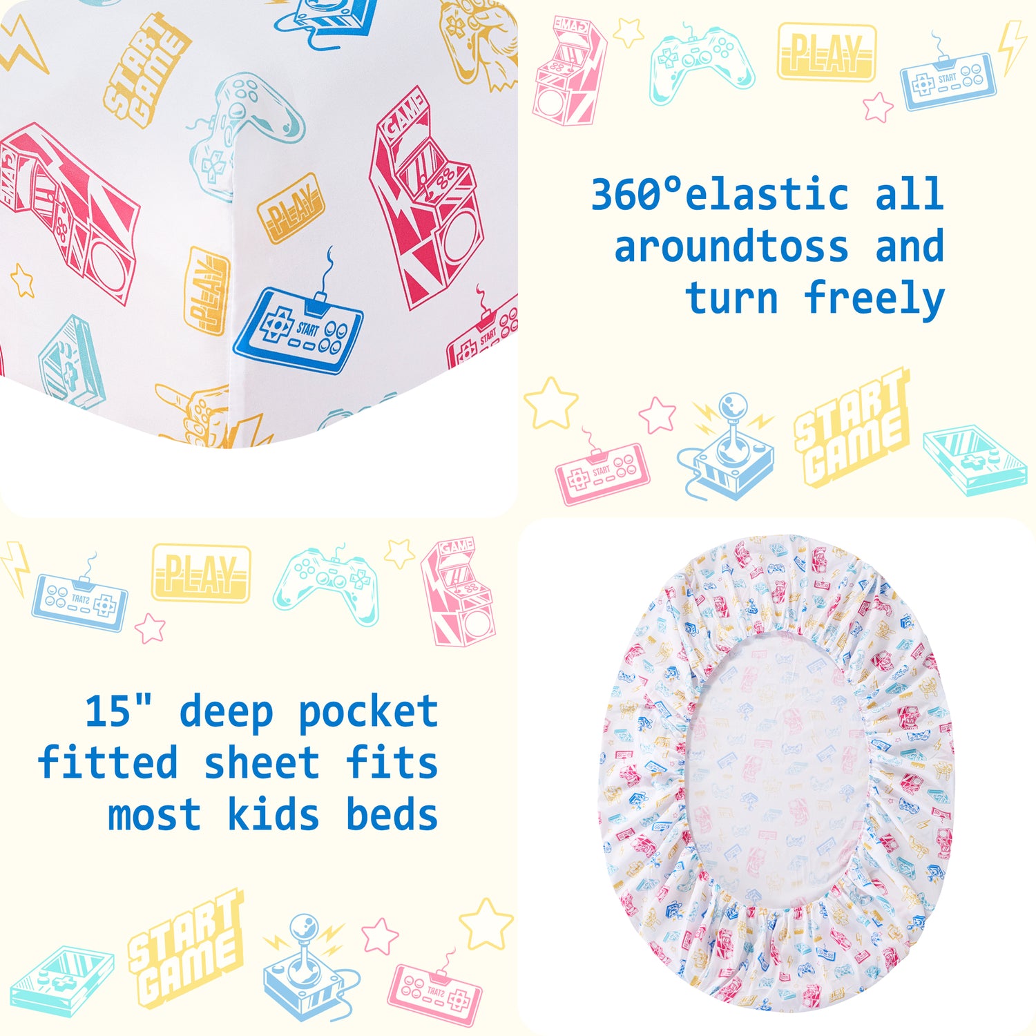 Color Game Console Kids Bed Sheet Set